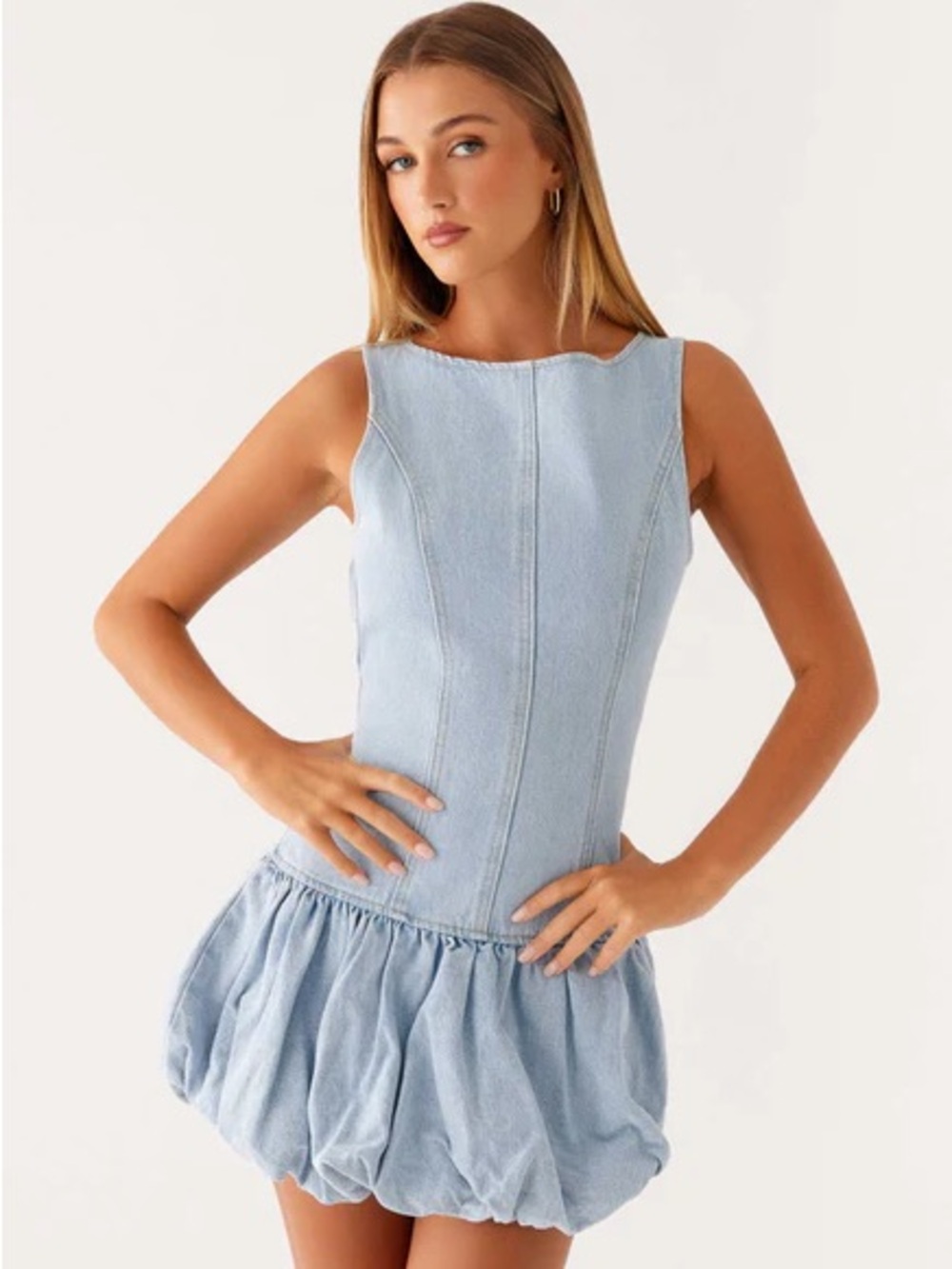 Peppermayo Light Blue Denim Mini Dress